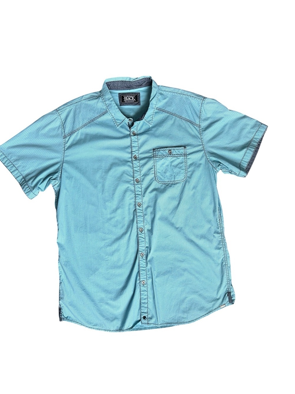 Buckle Black Men’s Cyan Blue Athletic Fit Button Up Shirt  XXL